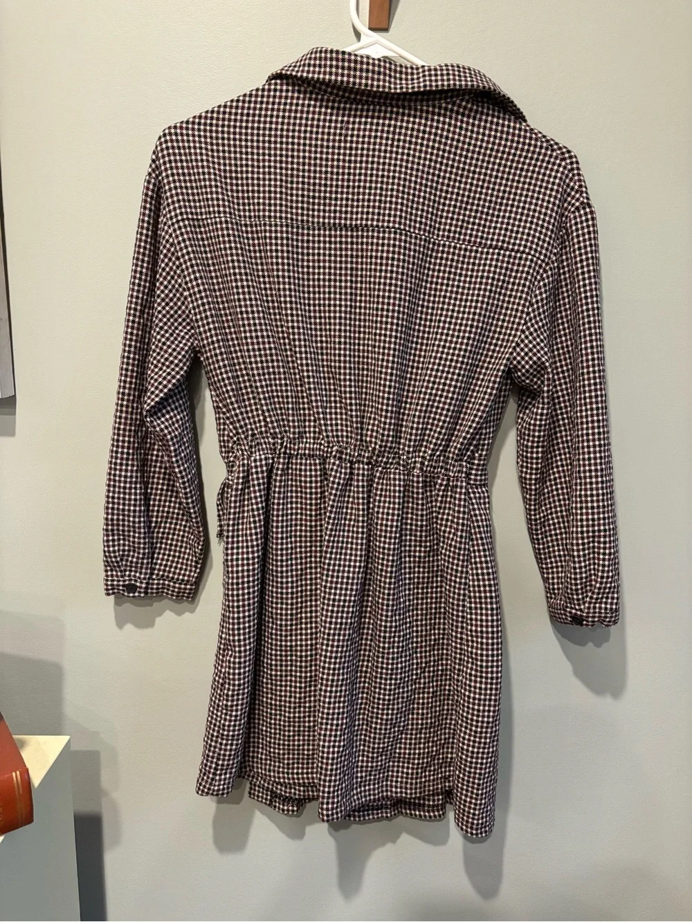Girls Checked Shirt Dress with Waist Tie - Brown/Black